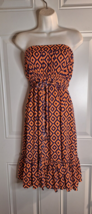 India Boutique Orange Blue Casual Boho Style Strapless Dress - $12.34