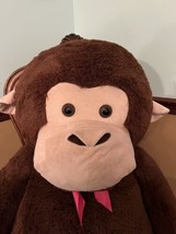 Extra Large Plush Monkey Stuffed Animal Giant Soft 46&quot; x 37&quot; Jumbo Heart Paw - £27.35 GBP