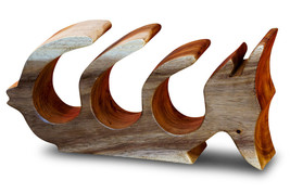 Wine Rack Bottle Holder Solid Wood Fisch Decoration Acacia Wood - $94.45