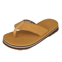 Timberland Boys 91904 Flip-Flop Sandal Leather Softbed Wheat/Ble Vintage Sz 6 - $27.00