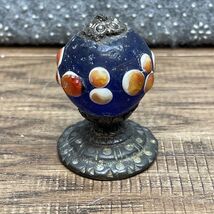 Antique Chinese Hat Button Knob Glass Metal Orange Blue White Unique LG AG - $19.80
