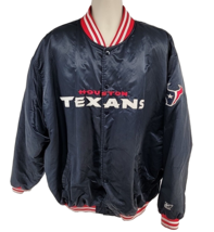 Houston Texans Satin Jacket 3XL Reebok Snap Button Blue NFL Football  - £45.88 GBP