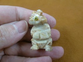 (Y-BEA-50) little tan white Bear cub sitting carving stone SOAPSTONE PER... - $8.59
