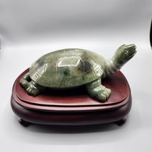Green Hard Carved Turtle Figurine Stone Statue Spinach Jade? 2.56 Kg HEAVY - $773.99