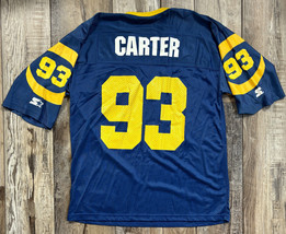 Kevin Carter #93 Los Angeles Rams Football Jersey Blue Starter Size 48 Vintage - £30.96 GBP