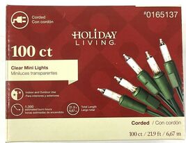 Holiday Living 100 Count Clear Mini Lights, Green Cord, 21.9&#39; Long, Indo... - $11.19 CAD
