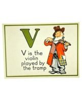 Cavallini Letter V Framable Nursery Art 1930s Repro Alphabet Flash Card ... - $11.57