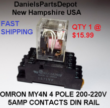 Omron MY4N 200 / 220 Vac Coil 4 Pole Single Throw 250VAC 30 Vdc 5A Relay Switch - £12.64 GBP