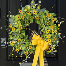 Spring Wreaths for Front Door 24 Inch, Soomeir Summer Door Wreath with Daisy and - £39.93 GBP