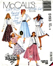 Misses&#39; Circular Skirts Vintage 1991 Mc Call&#39;s Pattern 5193 Size 6 - £9.59 GBP