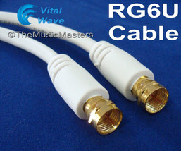 White 50&#39; ft RG6U Coaxial Digital Video Cable HD TV Satellite Antenna Wi... - £12.23 GBP