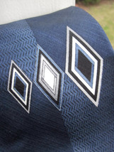 Meeting Street Bisect Blue Tie Diamond Pattern 100% Silk Satin Handmade 60&quot; x 4&quot; - £11.41 GBP