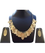 Elegant Fashion Gold Plated Hammer Finish Necklace Earring Jewelry Set f... - $31.90