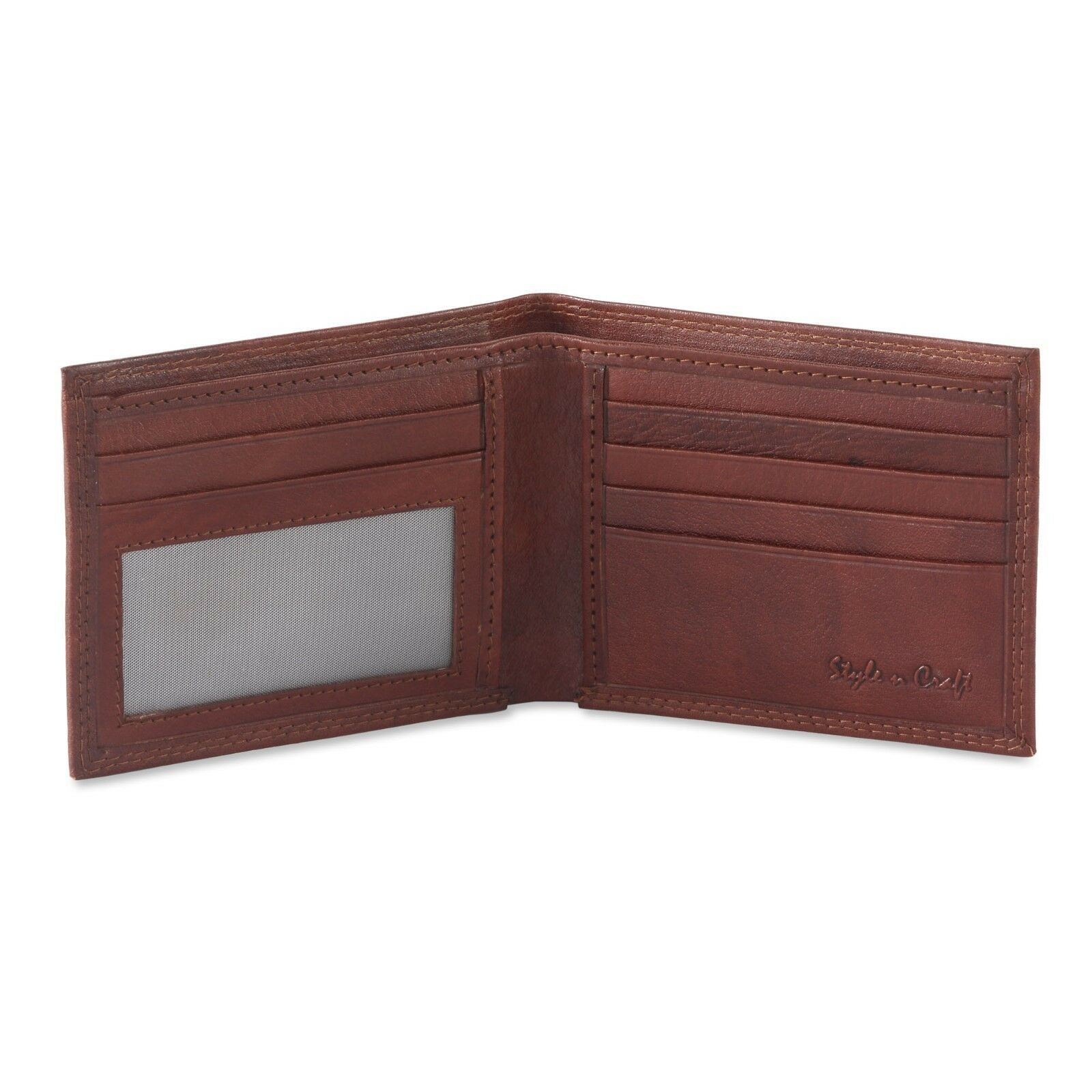 Style n Craft 301722-BN Slim Bifold Leather Wallet in Dark Tan - $27.99