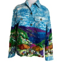 Drapers &amp; Damons Womens Jacket Size Medium Watercolor Art To Wear Beaded... - $28.71