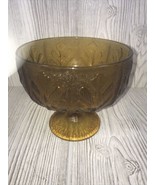 Vintage FTD 1975 Amber Glass Footed Bowl Goblet Candy Dish Oak Leaf Desi... - £14.11 GBP