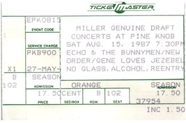Echo and Bunnymen New Order Jezebel Ticket Stub Aug 15 1987 Pine Knob Mi... - £27.23 GBP
