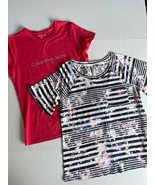 Bundle 2 Sz L Calvin Klein Tee Shirt Scoop Neck Blouse Stretch Pullover - $295.54 MXN