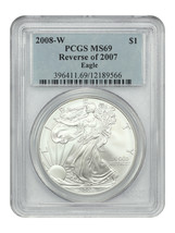 2008-W $1 Silver Eagle PCGS SP69 (Burnished, Reverse of 2007) - £400.59 GBP