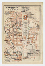 1910 Original Antique Map Of The City Of Ludwigsburg BADEN-WÜRTTEMBERG / Germany - £17.13 GBP