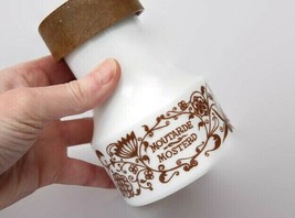 Milk glass mustard pot Belgium Vintage brown flower pattern spice jar container - £14.80 GBP