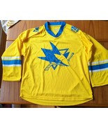 Medium Jersey San Jose Sharks Golden State Warriors Hockey Yellow Blue Z... - £11.57 GBP