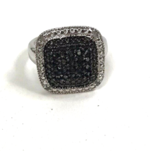 Vintage Sterling Silver Ring 925 DBJ Marcasite Diamond Pave Square Decco... - £47.47 GBP