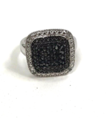 Vintage Sterling Silver Ring 925 DBJ Marcasite Diamond Pave Square Decco... - £46.70 GBP