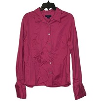 Ann Taylor Stretch Pink Long Sleeve Cuff Button Down Collar Shirt Women Size 12  - £15.81 GBP