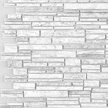 Dundee Deco White Grey Faux Stone PVC 3D Wall Panel, 3.2 ft X 1.6 ft (98cm X 49c - £14.65 GBP