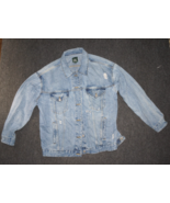 Wild Fable Jean Jacket Size Large Blue Distressed Wash Denim J02 - $34.71 CAD