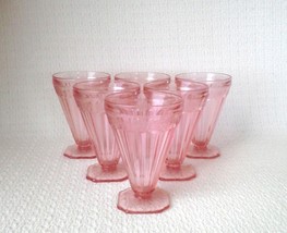 Jeannette ADAM Pink Depression Glass 7 Oz. Footed Tumblers ~ Set of 6 - £54.29 GBP