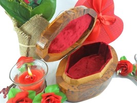 Red velvet Lined Thuya Wooden jewelry storage, handmade jewelry exotic wood box - £58.26 GBP