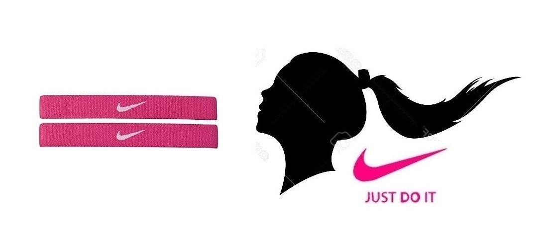 Primary image for New NIKE Womens Girls SET OF 2 HAIR TIES PINK WHITE Swoosh Logo Polyester 