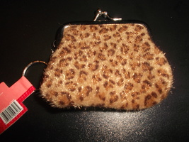 Brown Animal Print Coin Purse With Keychain - £6.29 GBP