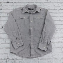 Helix Button Down Shirt Boys Youth Medium Striped Long Sleeve Roll Tab Pockets - £12.64 GBP