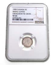 1909 Canada 5C Maple Leaves Cross/Bow Tie Cross Graded by NGC as VF35 RARE - £595.96 GBP