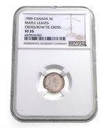 1909 Canada 5C Maple Leaves Cross/Bow Tie Cross Graded by NGC as VF35 RARE - £592.73 GBP