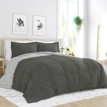 King/Cal King 3-Piece Microfiber Reversible Comforter Set in Grey / Ligh... - $211.24