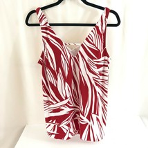 Dreamsuit by Miracle Brands Tankini Top Palm Leaf Print V Neck Red White Size 10 - £15.10 GBP