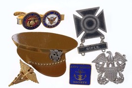 Vintage US Military lot, Army sweetheart brooch Navy Marines tie bar, etc - $94.05