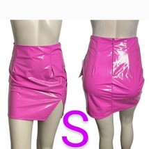 Pink High Rise Side Slit Faux Leather Skirt~Size S - £17.93 GBP