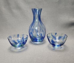 Vintage Tokkuri &amp; Guinomi / Ochoko Sake Cups Murano Style Art Glass Hand Blown - $64.35