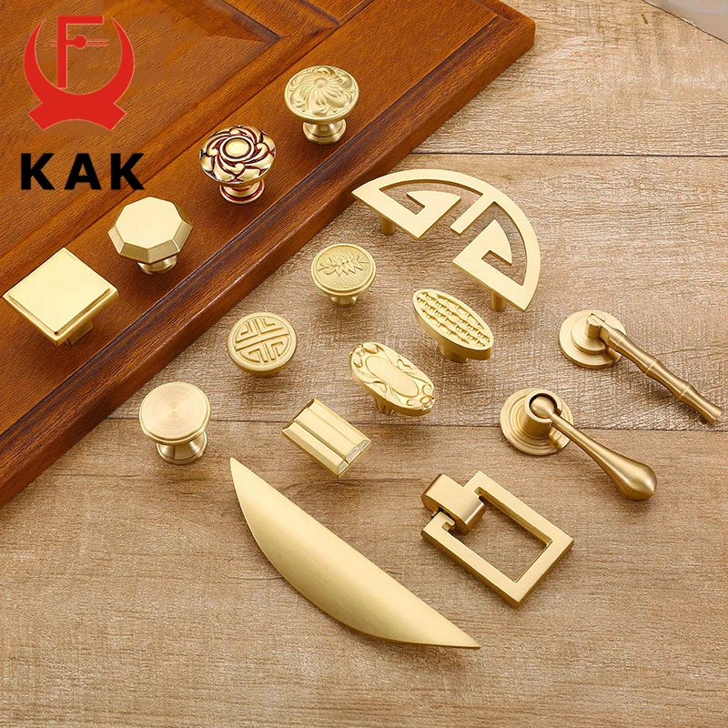 KAK Pure Copper Kitchen Cabinet Handles Cupboard Door Pulls Drawer Kno - £8.68 GBP+