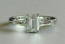 Emerald Cut 2.60Ct Simulated Diamond White Gold Plated Engagement Ring Size 5.5 - $134.10