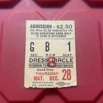 Medina Temple Auditorium Unknown Event Ticket Stub Vintage December 1970s - $13.49