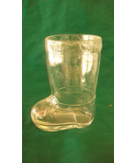 CLEAR GLASS CHRISTMAS BOOT WITH HOLLY AND BOWS - $21.38