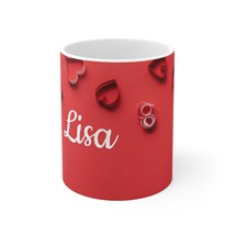 Personalized Happy Valentines Day Red Heart Ceramic Coffee Mug Gift Idea For Her - £11.75 GBP