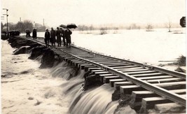 1913 Original Real Photo Post Card Dayton Ohio Flood - Water over RR tracks - £18.69 GBP