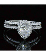 Wedding Ring Set 2.95Ct Pear Cut Diamond White Gold Finish Simulated in Size 6.5 - $156.60